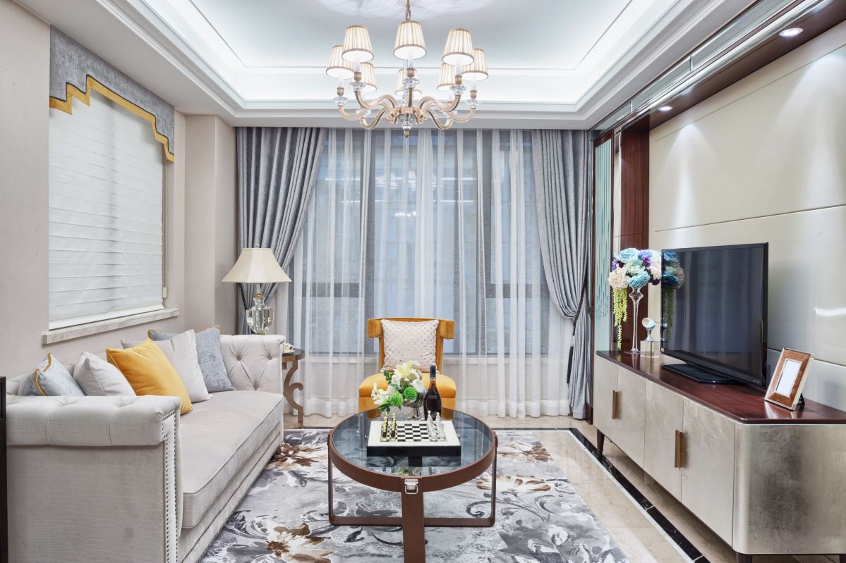 Plain Classy Light Blue Living Room
