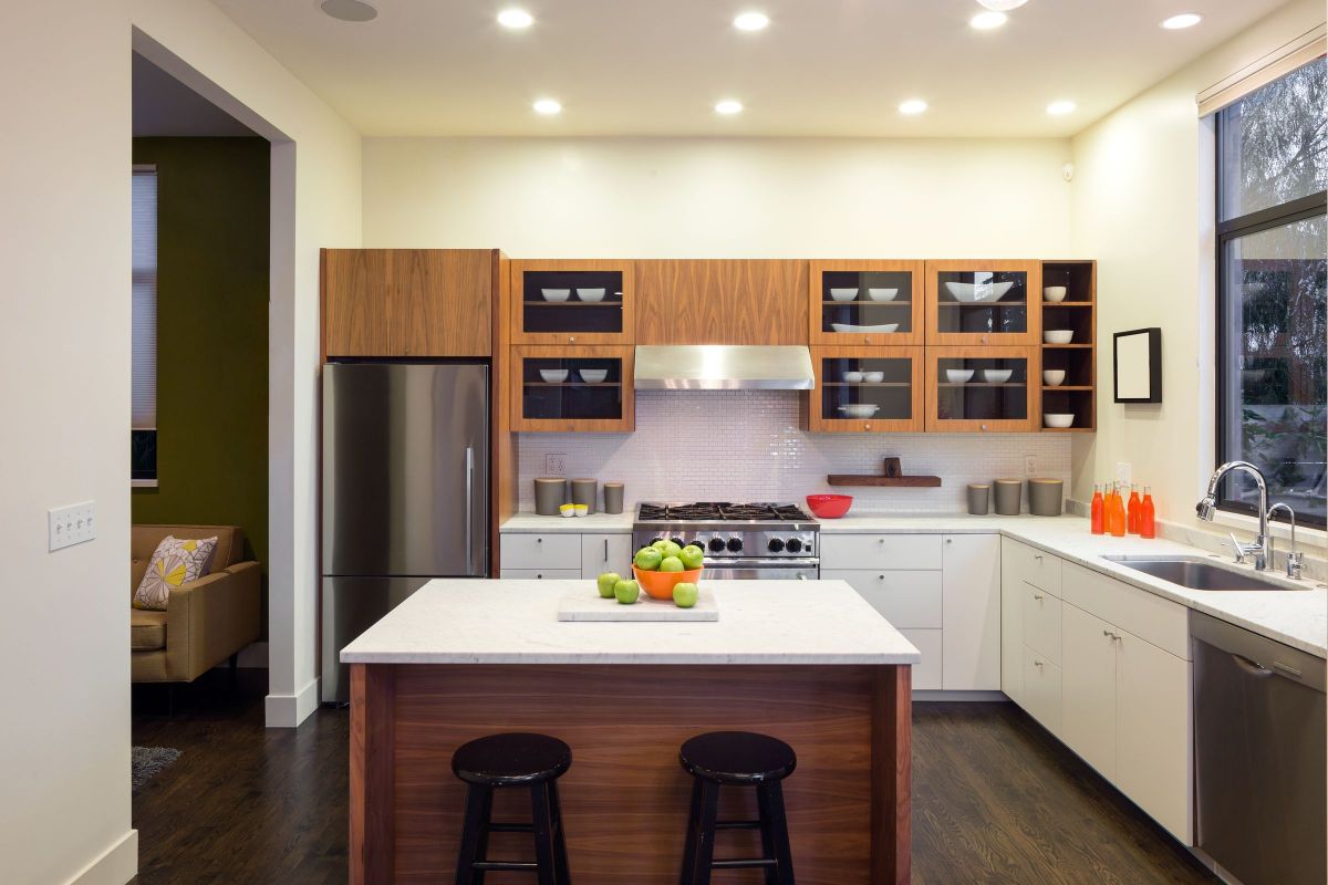 White Wooden Design for a Kitchen