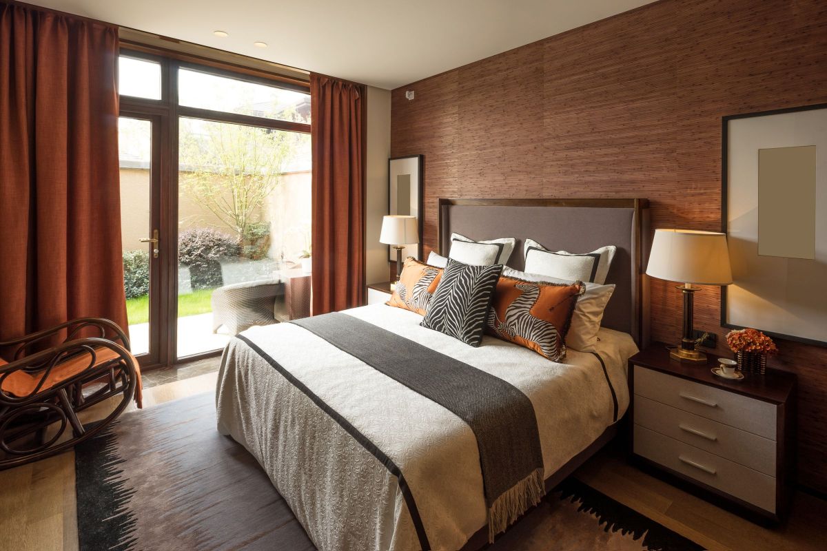 Tan Stripe Setup for a Bedroom
