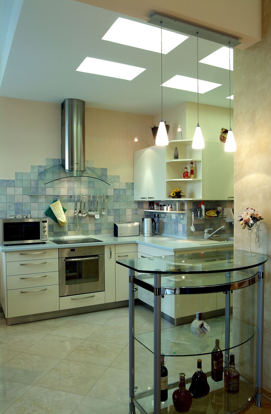 New Age Glass Bar in a Modern Kitchen