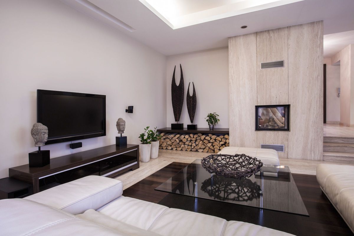 Black White Sleek Furniture Placement for the Modern Living Room