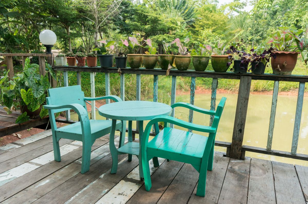 Exterior Turquoise Patio furniture for the Deck