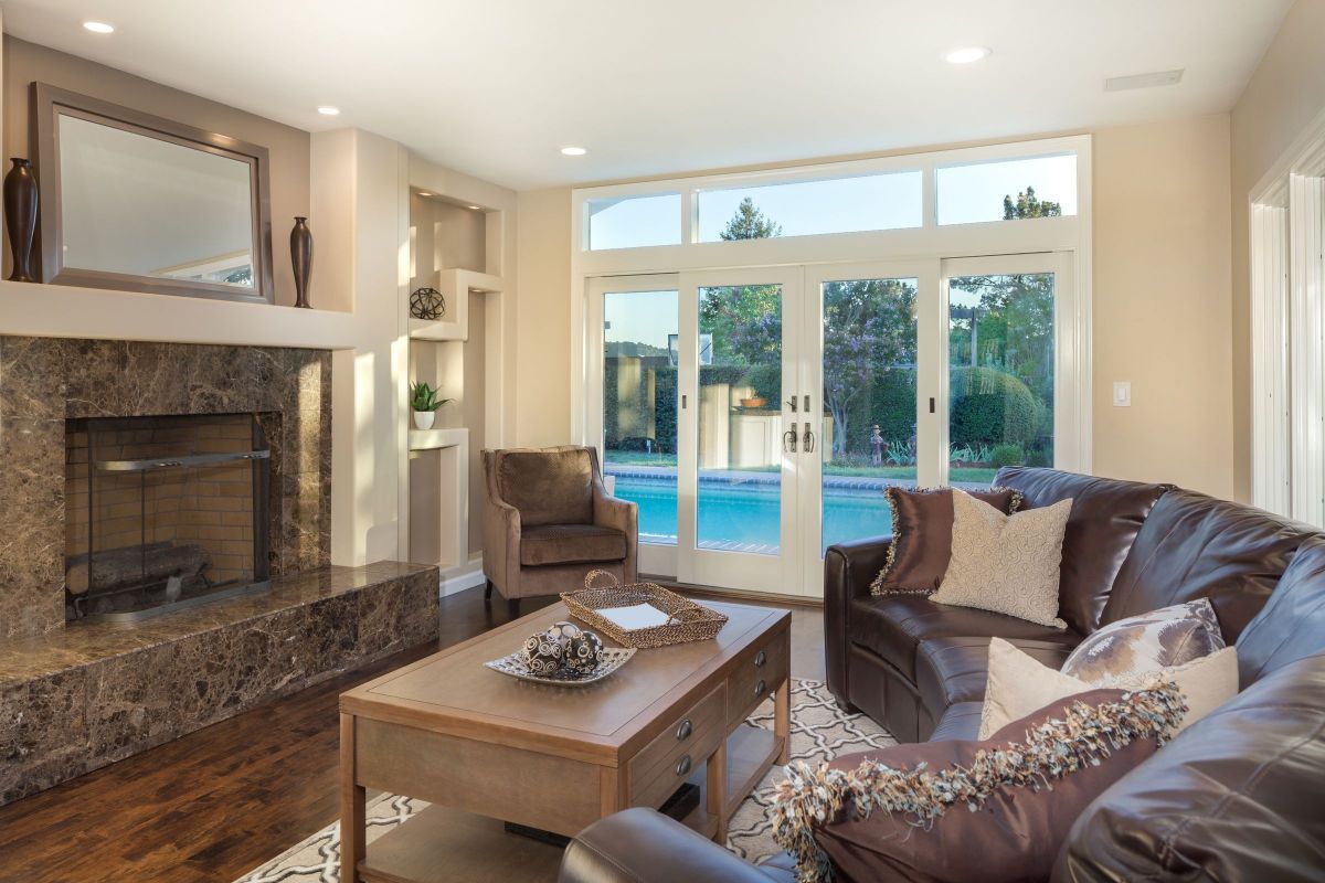 Tan Oceanic Interior Designed Living Room