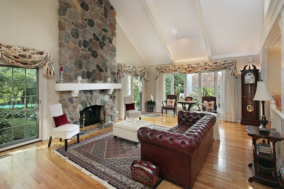 Breathtaking Stone Fireplace for a Living Room
