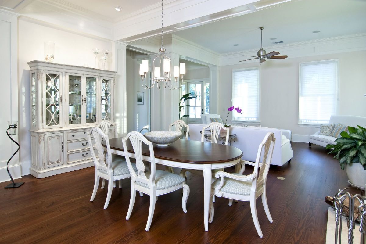 White vs Hardwood Dining Area