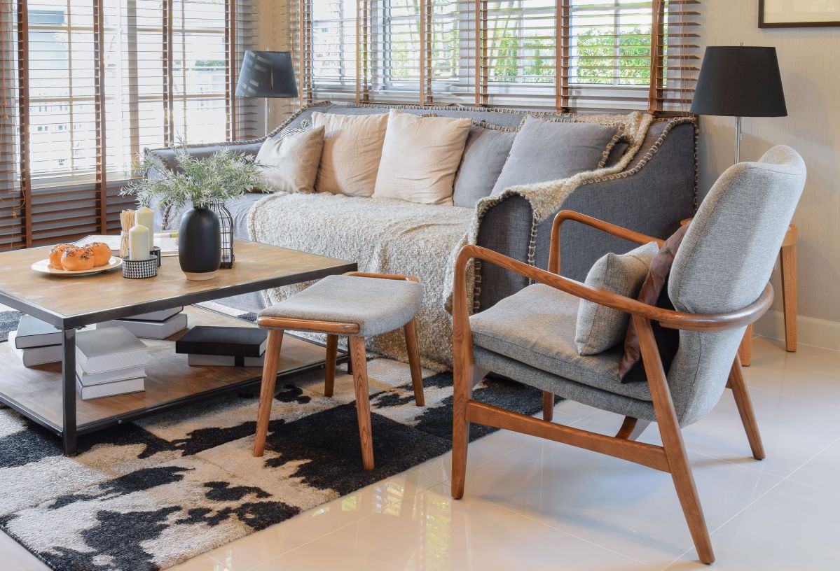 Blue Tan Couch 