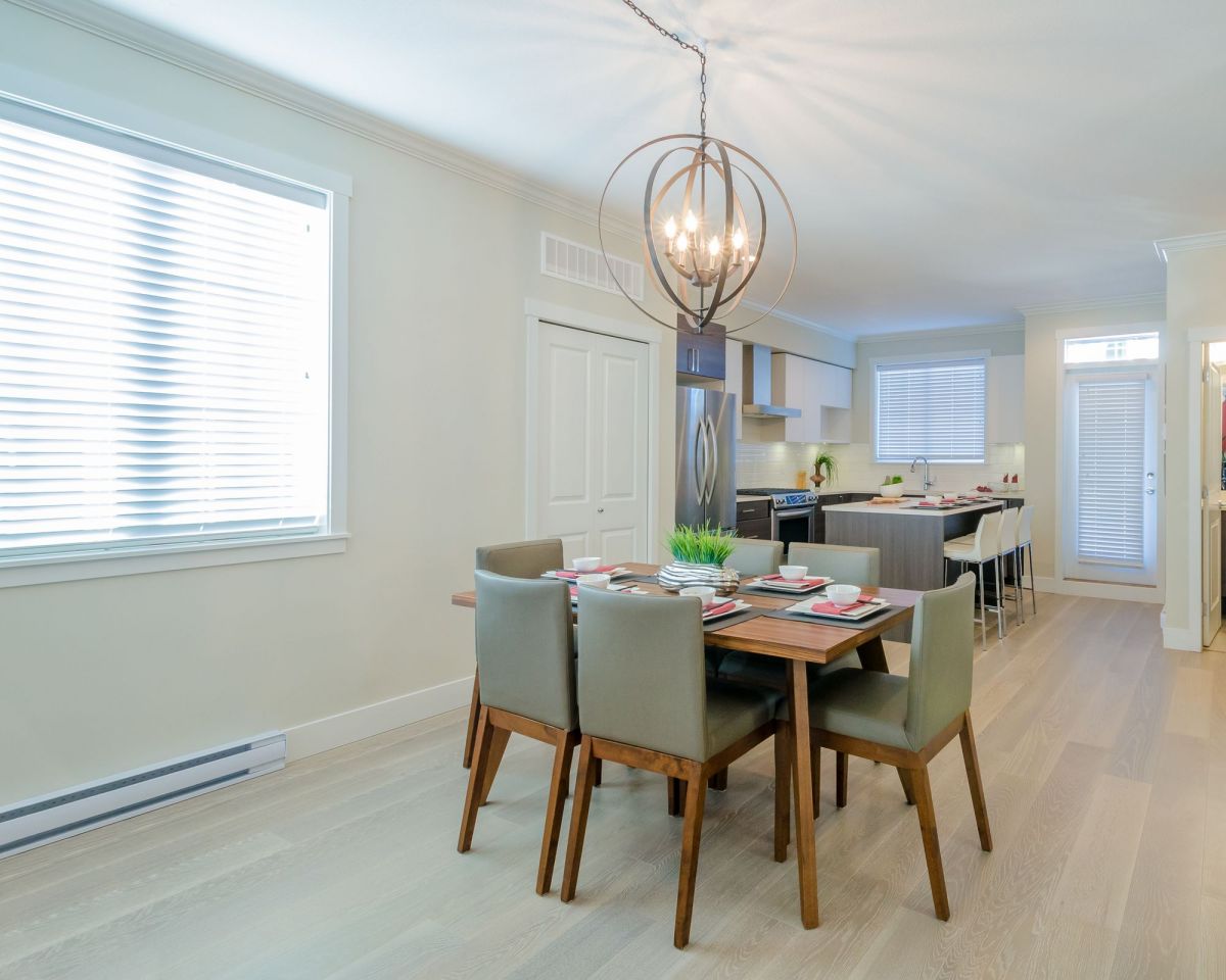 Contemporary Light Green Family Dining Room