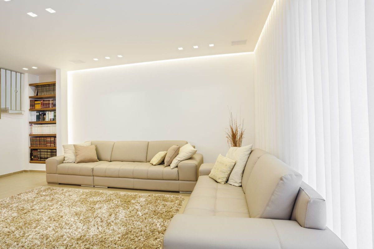 Beige and White Accented Living Area 