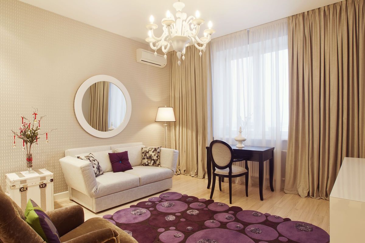 Breathtaking White and Purple Color Design for a Guest Bedroom