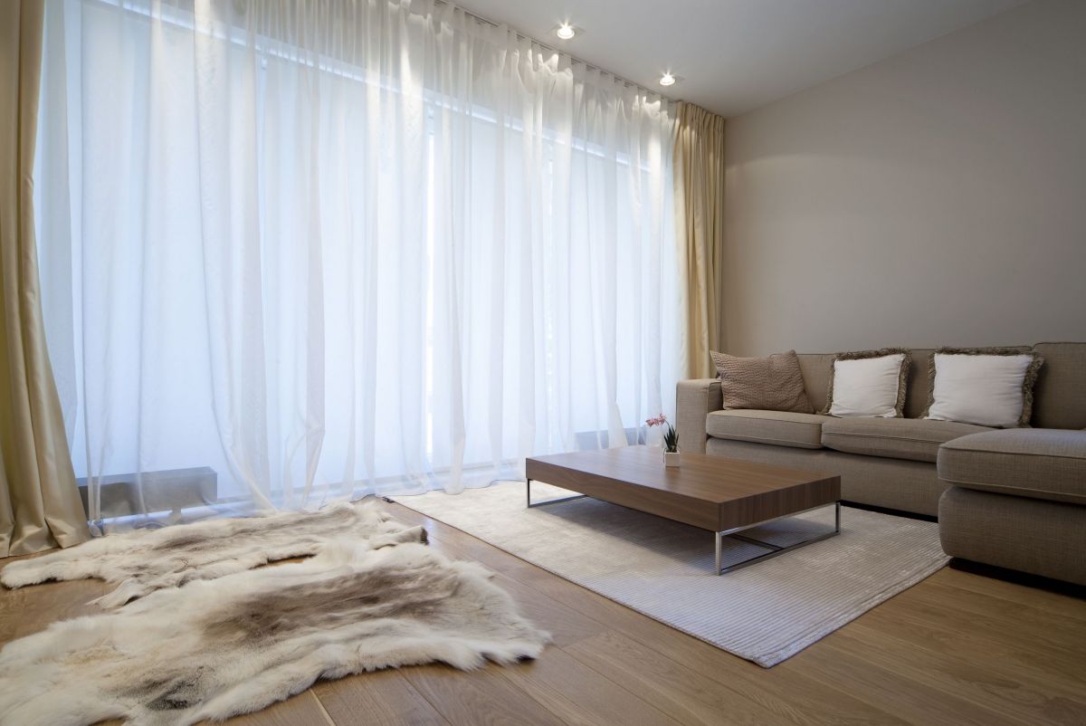 Wide Open Glass Window with White Curtain