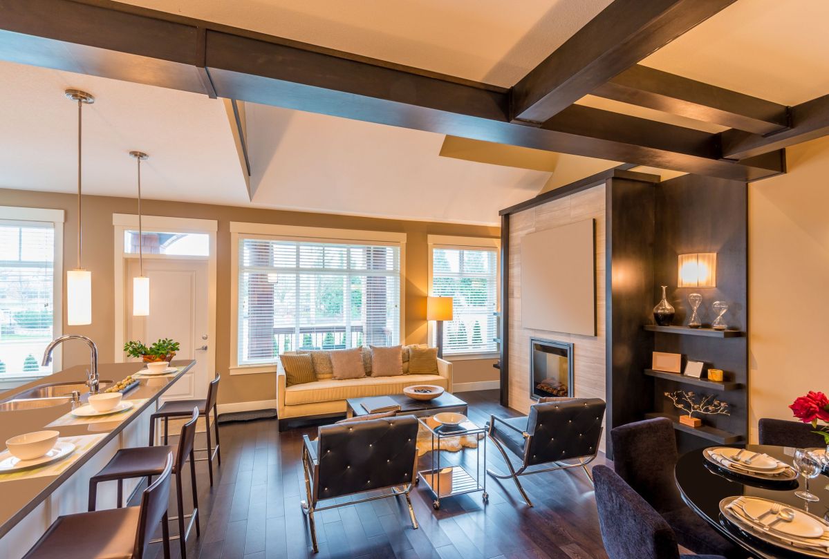 Custom Style Kitchen into Living Room Setting