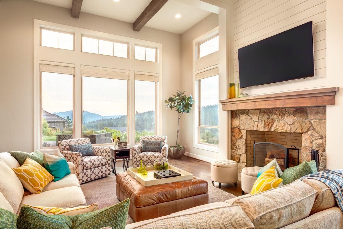 Beige White Sunroom style Living Room
