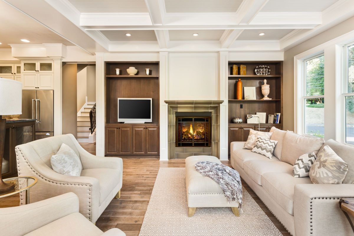 White Wooden Living Room Environment