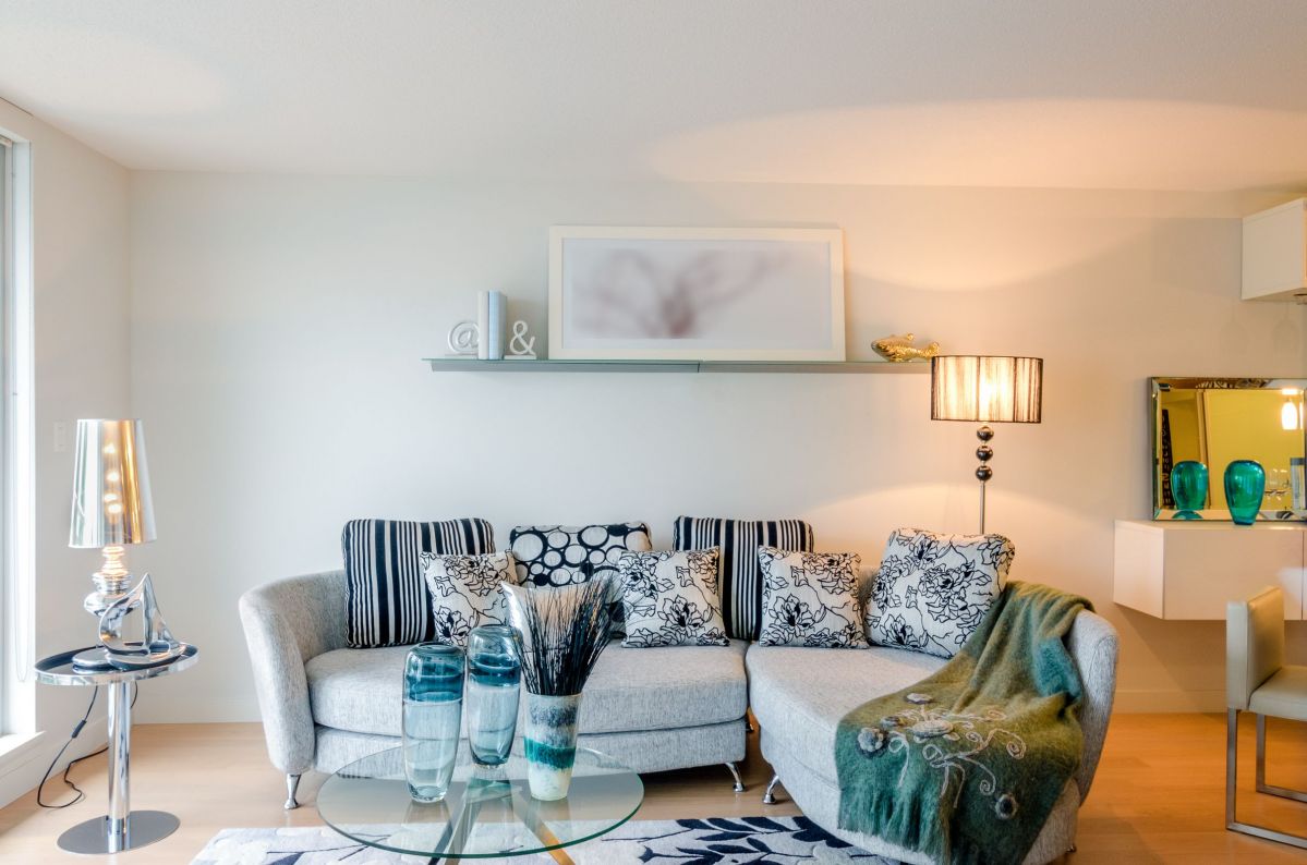 Light Powder Blue Comfy Couch Seating 