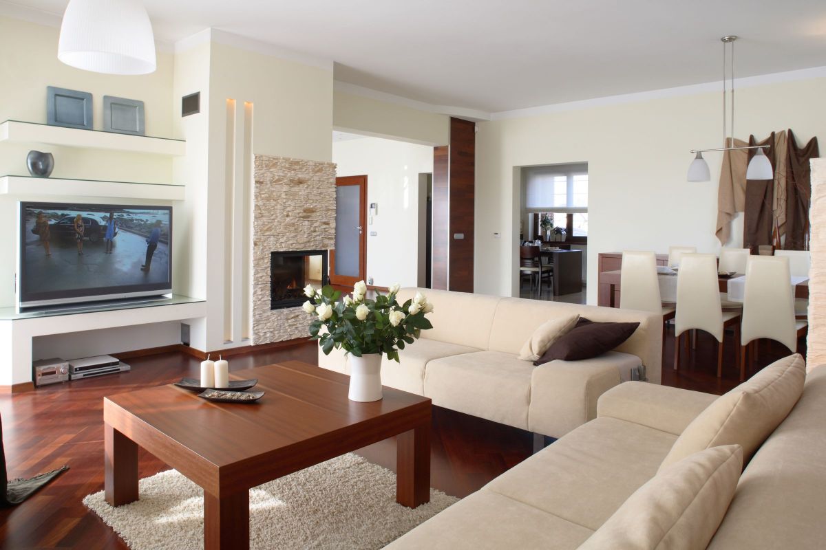 White Walled Living Room Home Entertainment Theater 