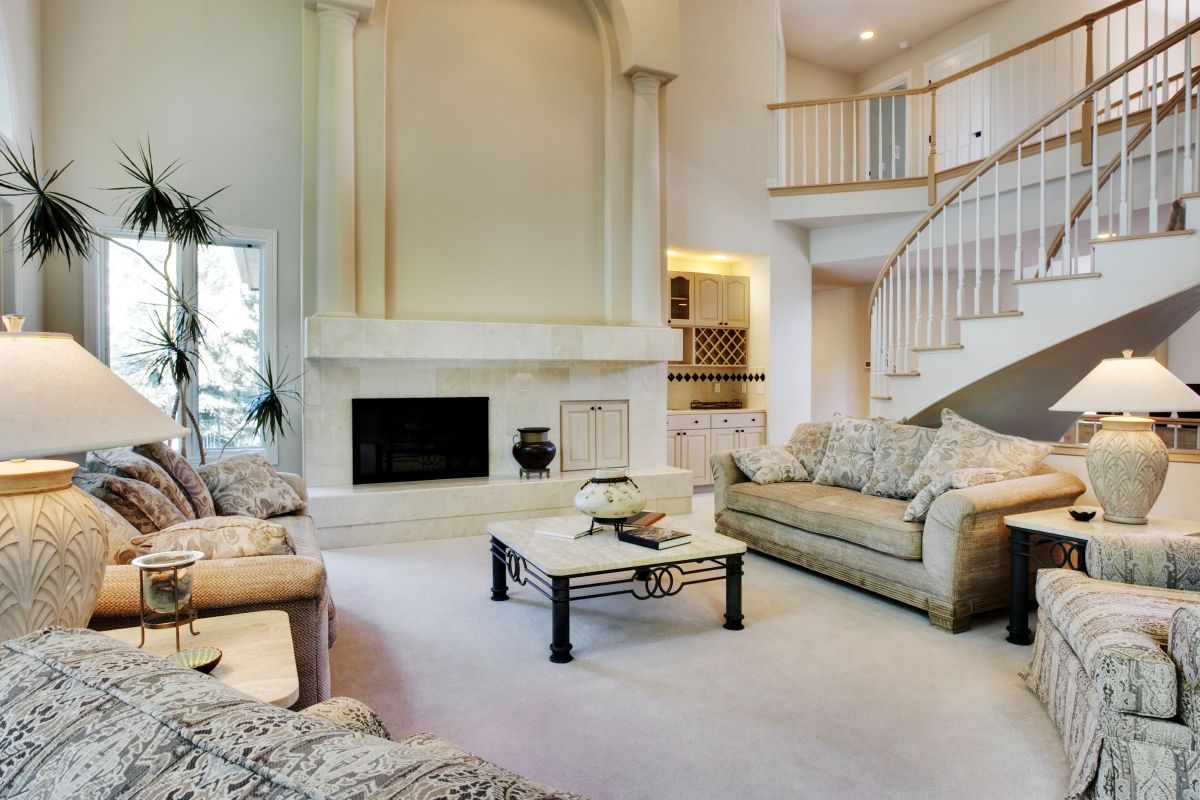 Large, Cathedral Style Fireplace for a Living Room