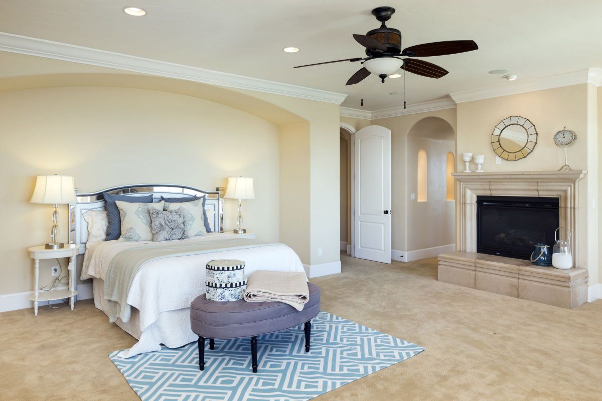 Tan Custom Bedroom Options with Fan FIxture