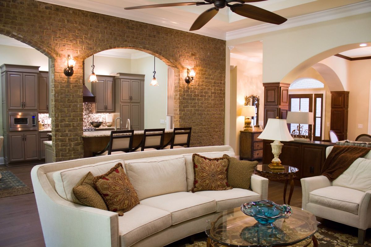 Beige Brick Setting for Living Rooms