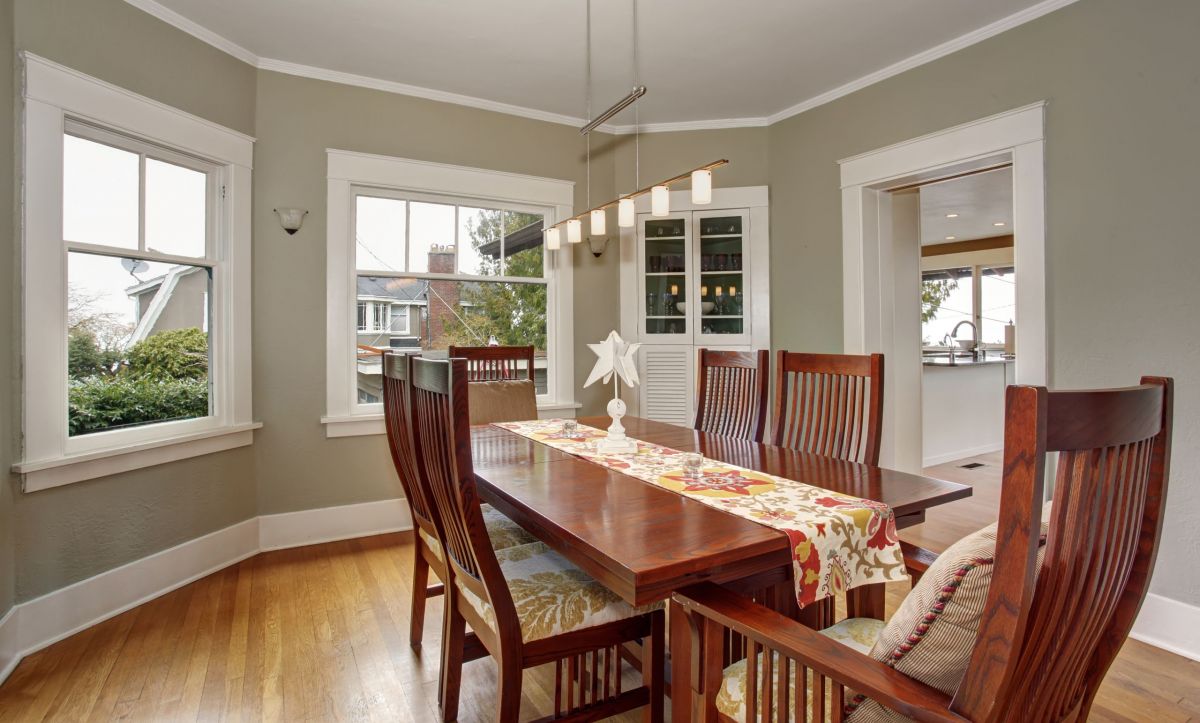 Wooden Dining Room Set Starring Accented walls