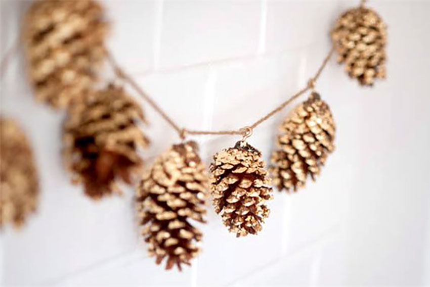 Spray Painted Golden Pinecone