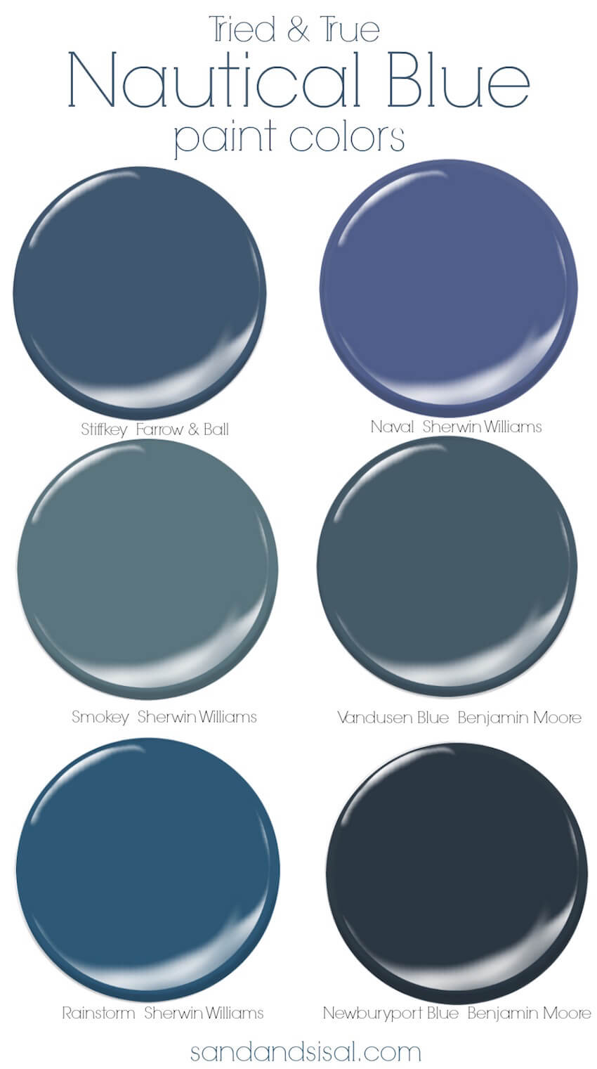 Interior home nautical paint color palette