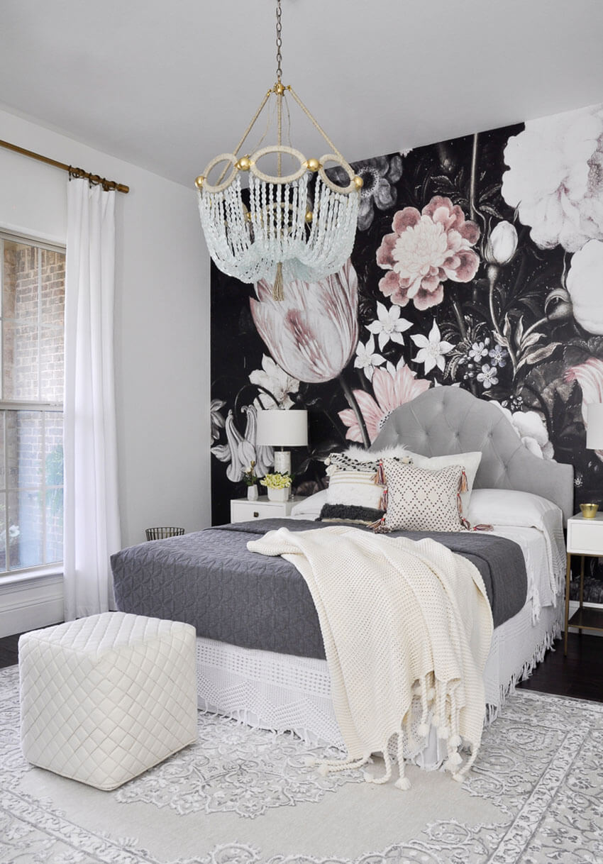 Big murals add style and personality to the room. 