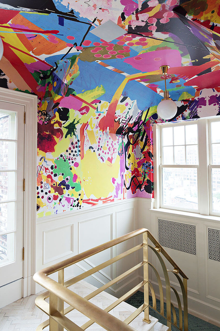 Any wall, ceiling and corner can benefit from a colorful wallpaper.