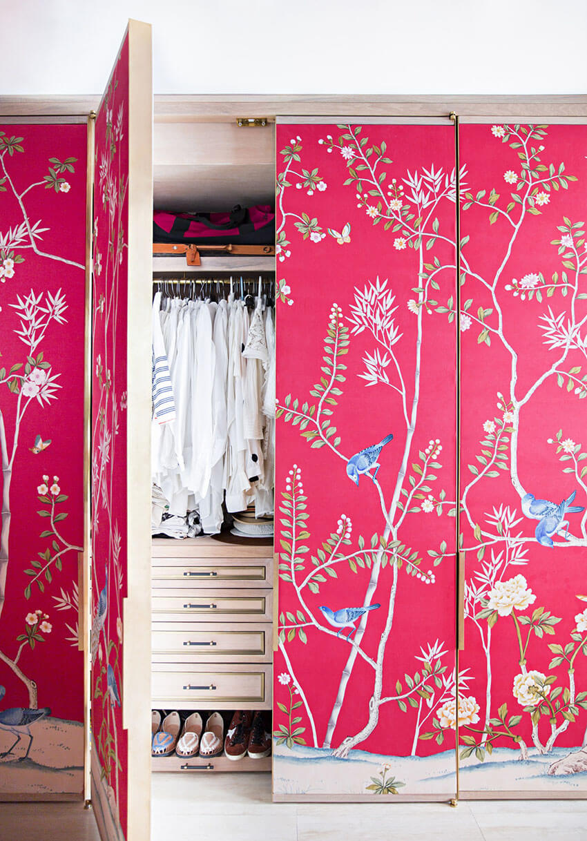 Your closet can also benefit with a wallpaper! 