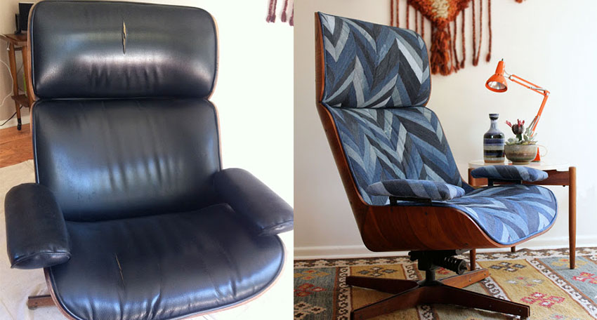 Amazing chair upholstery upgrade project before and after