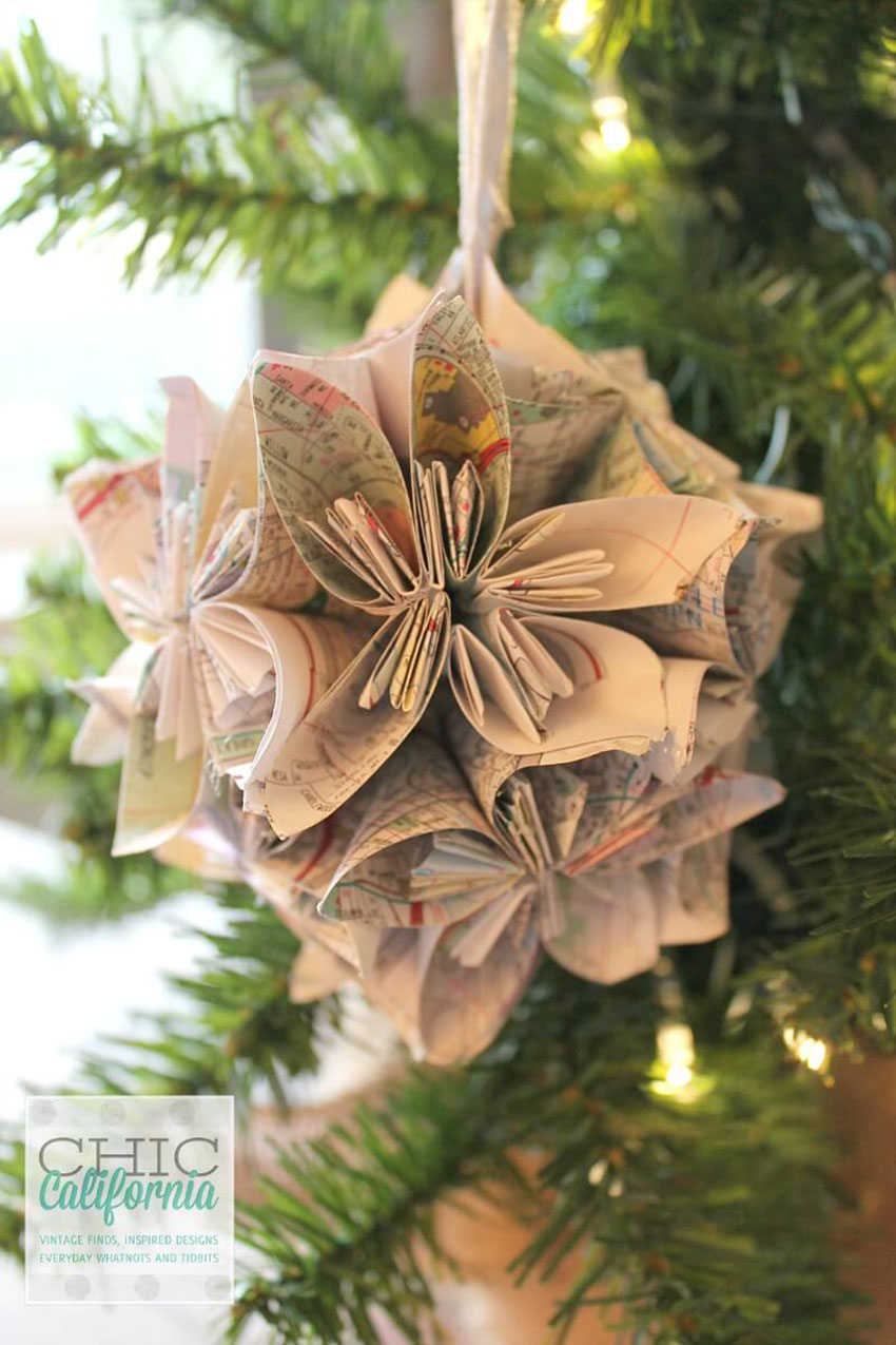 Vintage Map Ornament - Easy DIY Christmas Ornaments