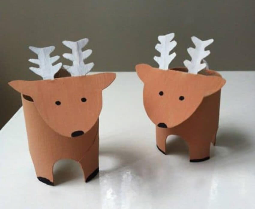 Paper rolls can be recycled to create these adorable reindeers.