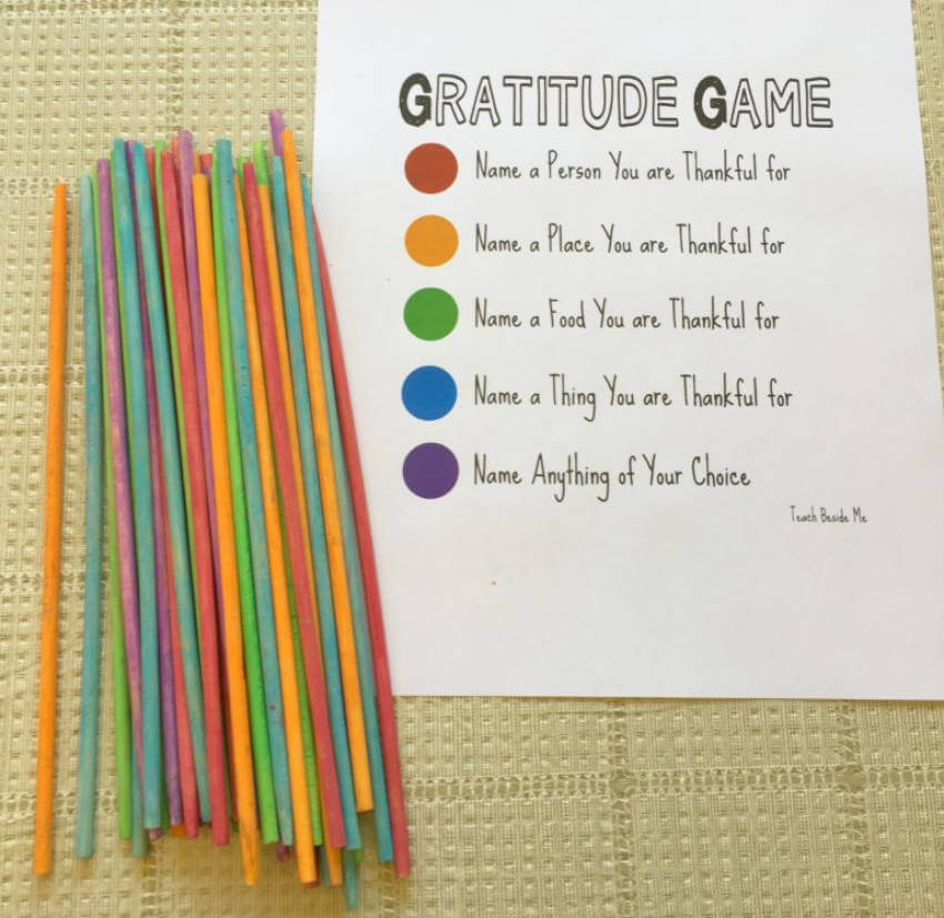 Each color represents something to be grateful for!