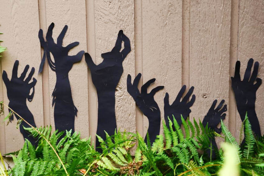 Creepy shadows in the wall made from black plastic sheets!