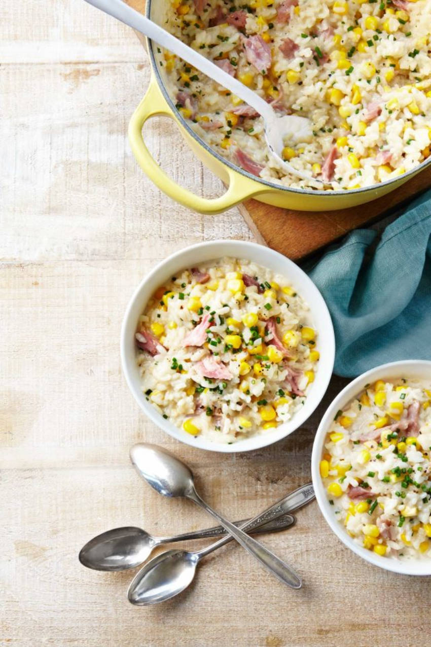 Corn and Ham risotto 30-minute recipe