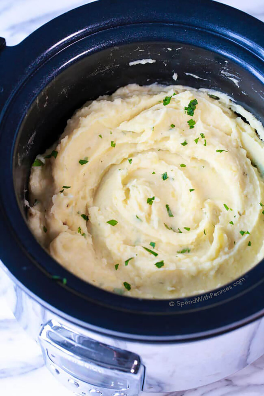 No Boil Slow Cooker Mashed Potatoes Thanksgiving