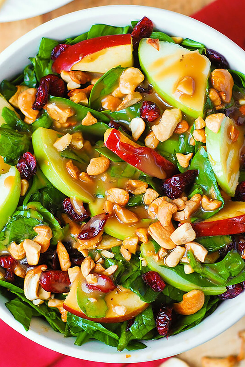 Apple Cranberry Spinach Salad Thanksgiving